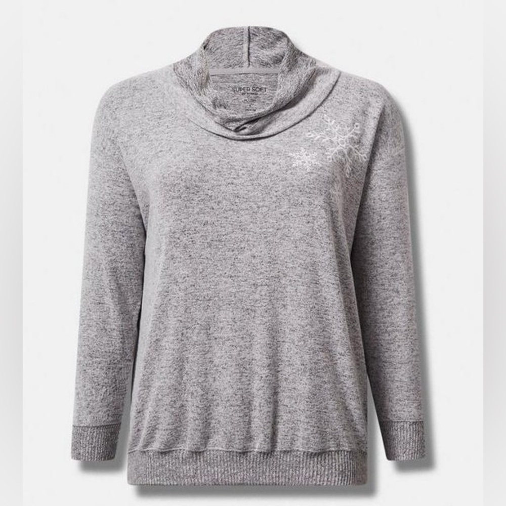 Torrid Snowflake Relaxed Fit Super Soft Plush Sequin Pullover Sweatshirt NWT